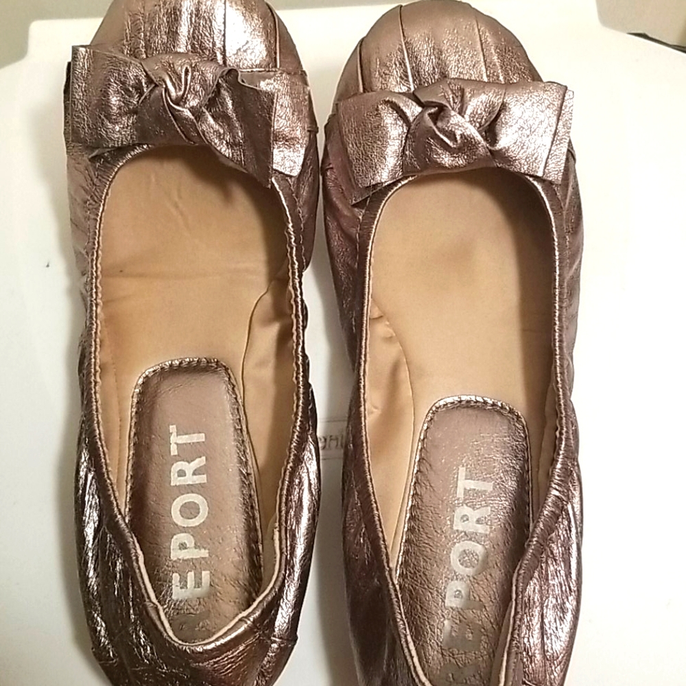 Gold metallic ballet flats